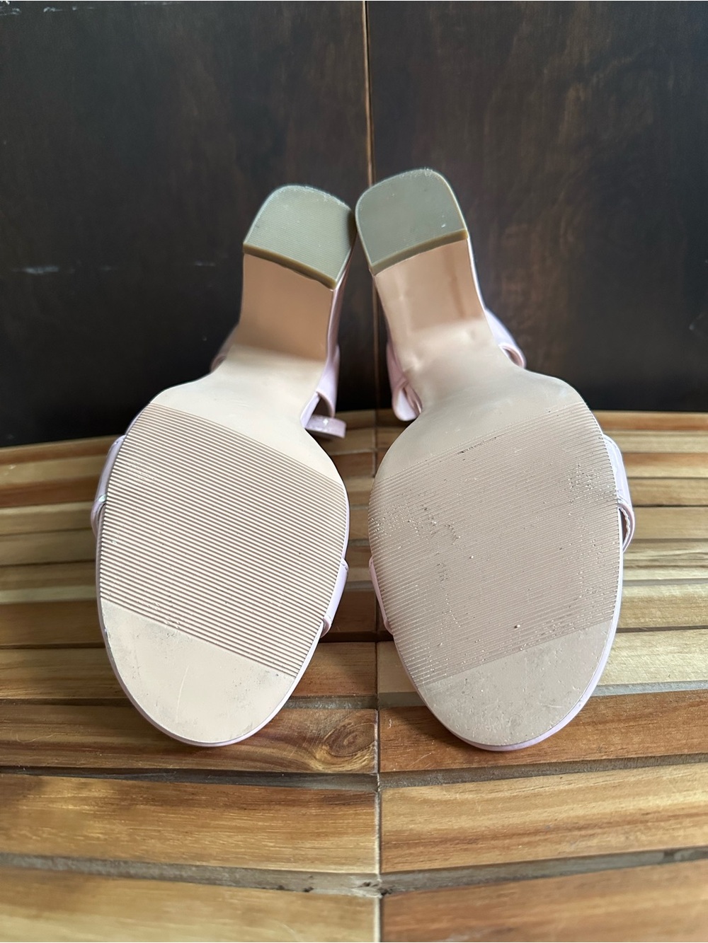 Madden Girl Light Pink Patent Block Heel Ankle Strap Sandals - Picture 5 of 5
